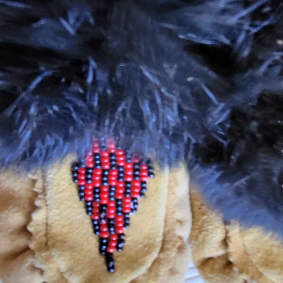 Vintage Leather Traditional Baby Moccasins Hand made with real fur - Picture 2 of 6